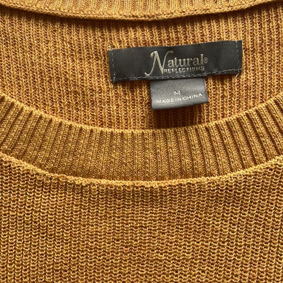 NATURAL‎ REFLECTIONS women’s oversized tunic crew neck mustard yellow sweater M - Picture 9 of 16